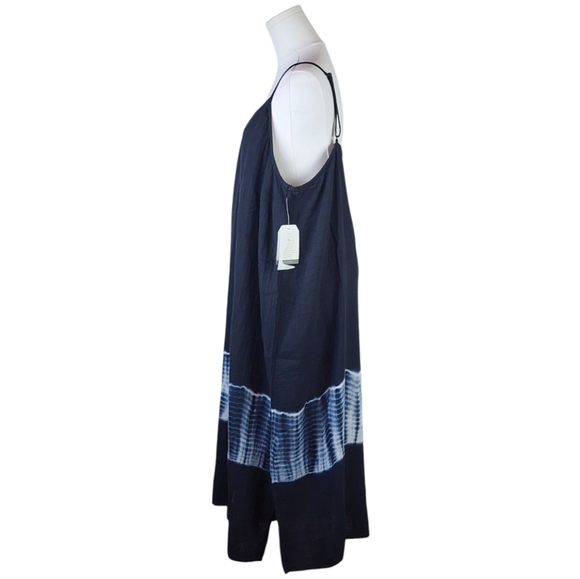 Wonderly 3X NWT Navy Tie-Dye Maxi Dress 100% Cotton Boho Adjustable Straps - Picture 4 of 9